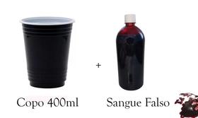 Kit Copo Halloween Preto 150Un +2L De Sangue Falso Realista