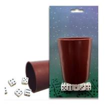 Kit Copo Jogar Dados + 5 Dados De Jogos Tabuleiro Cartas