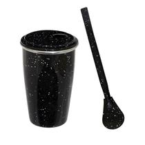Kit Copo Liso e Bomba Metal Color Terere Térmico Preto Pig