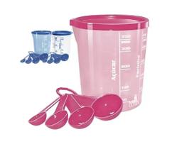 Kit Copo Medidor 400ml + 4 Colheres Medida Certa