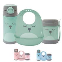 Kit Copo Parede Dupla Água Suco, Pote Termico Papinha E