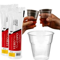 Kit Copo Plástico Liso Cristal Bebidas e Whisky 250ml 100un Kit Copo Plástico Liso Cristal Bebidas e Whisky 250ml 100un