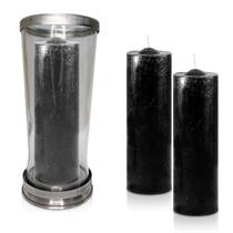 Kit Copo Suporte Vidro para Vela + 3 Velas Votivas 7 Dias Preta 250g Kit Copo Suporte Vidro para Vela + 3 Velas Votivas 7 Dias Preta 250g
