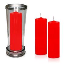 Kit Copo Suporte Vidro para Vela + 3 Velas Votivas 7 Dias Vermelha 250g Kit Copo Suporte Vidro para Vela + 3 Velas Votivas 7 Dias Vermelha 250g