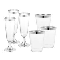 Kit Copo Taça Prato Talher Descartável Luxo 20 Convidados Kit Copo Taça Prato Talher Descartável Luxo 20 Convidados