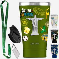 KIT Copo Térmico GOCASE Vibe 470ml COPACABANA com tampa e abridor, e tirante porta copo Molib KIT Copo Térmico GOCASE Vibe 470ml COPACABANA com tampa e abridor, e tirante porta copo Molib