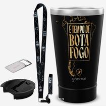 KIT Copo Térmico GOCASE Vibe 470ml do BOTAFOGO com tampa e abridor e tirante porta copo Molib