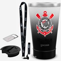 KIT Copo Térmico GOCASE Vibe 470ml do CORINTHIANS com tampa e abridor e tirante porta copo Molib