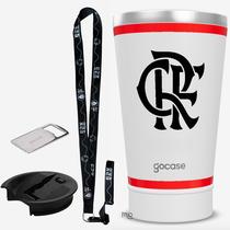 KIT Copo Térmico GOCASE Vibe 470ml do Flamengo com tampa e abridor e tirante porta copo Molib