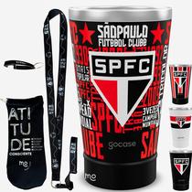 KIT Copo Térmico GOCASE Vibe 470ml do SÃO PAULO com Tirante, Eco Saquinho e abridor Molib