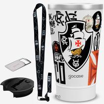 KIT Copo Térmico GOCASE Vibe 470ml do VASCO com tampa e abridor e tirante porta copo Molib KIT Copo Térmico GOCASE Vibe 470ml do VASCO com tampa e abridor e tirante porta copo Molib