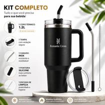 Kit Copo Térmico Inox Portátil 1200ml 1.2L Garrafa Térmica Inoxidável com Tampa e Canudo e Escova para Limpeza Verittas Kit Copo Térmico Inox Portátil 1200ml 1.2L Garrafa Térmica Inoxidável com Tampa e Canudo e Escova para Limpeza Verittas
