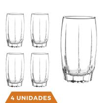 Kit Copos 374 ML Vidro Long Drink Transparente Amadeus 4Un