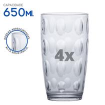 Kit Copos Acrílico Cristal Resistente Cozinha 650 ML c/ 4 Pç Kit Copos Acrílico Cristal Resistente Cozinha 650 ML c/ 4 Pç