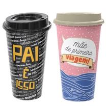 Kit Copos com Tampa Homenagem Mãe e Pai 500ml Sortidos