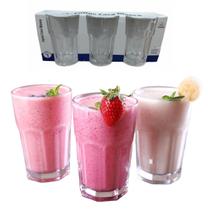 Kit Copos De Vidro 350ml Resistentes 3 Unidades Água Suco Vitamina