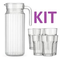 Kit Copos de Vidro 360ml + Jarra de Vidro 1,1L reforçado