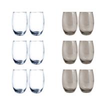 Kit Copos de Vidro 450ml 6 Transparente / 6 Cinza California Kit Copos de Vidro 450ml 6 Transparente / 6 Cinza California