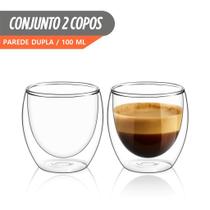 Kit Copos Parede Dupla de Vidro 100 ml Cafe Cha Copo Duplo Isolante Térmico Kit Copos Parede Dupla de Vidro 100 ml Cafe Cha Copo Duplo Isolante Térmico