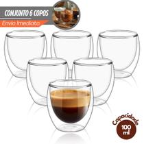 Kit Copos Parede Dupla de Vidro 100 ml Cafe Cha Copo Duplo Isolante Térmico Kit Copos Parede Dupla de Vidro 100 ml Cafe Cha Copo Duplo Isolante Térmico