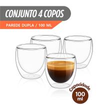 Kit Copos Parede Dupla de Vidro 100 ml Cafe Cha Copo Duplo Isolante Térmico Kit Copos Parede Dupla de Vidro 100 ml Cafe Cha Copo Duplo Isolante Térmico