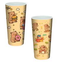 Kit Copos Plásticos 350ml Capivara Infantil Estampado Reutilizável Festa Kit Copos Plásticos 350ml Capivara Infantil Estampado Reutilizável Festa