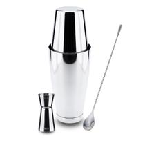 Kit Coqueteleira Boston Dosador e Colher Bailarina 30cm