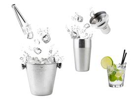 Kit Coqueteleira de inox 500ml e Balde para Gelo 1,5L UP Home Drinks Faz Bebidas Caipirinha