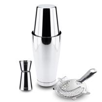 Kit Coqueteleira Dosador e Coador Aço Inox Profissional Weck