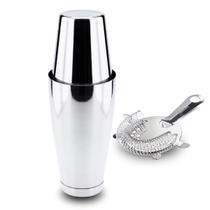 Kit Coqueteleira e Coador Strainer Profissional de Inox Weck