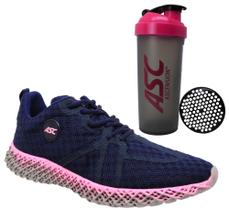 Kit coqueteleira fitness com tenis azul asc com tampa e trava