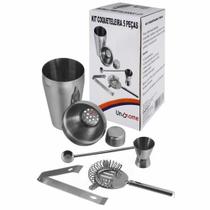 Kit Coqueteleira Inox 5 Peças Descascador Dosador PInça e Misturador Uny Home 893671KIT Kit Coqueteleira Inox 5 Peças Descascador Dosador PInça e Misturador Uny Home 893671KIT