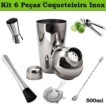 Kit Coqueteleira Inox 6 Peças Caipirinhas & Drinks 500ml