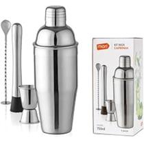 Kit Coqueteleira Inox 750ml 4 Peças Drinks Batidas Mori