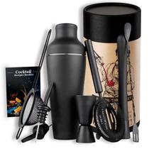 Kit Coqueteleira Profissional 9 Peças Vitino NeroBar 750ml Inox Fosco