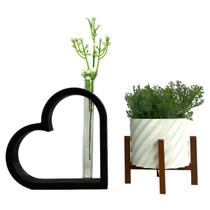 Kit Coração e Cachepot Decoração Delicada Casa Sala Escritório