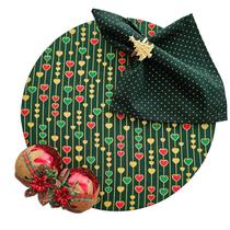 Kit Coração Natal 12 Lugares Capa Souspla Guardanapo Anel PG