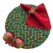 Kit Coração Natal 12 Lugares Capa Souspla Guardanapo Anel PG