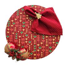 Kit Coração Natal 12 Lugares Capa Souspla Guardanapo Anel PG