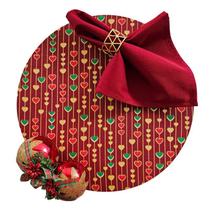 Kit Coração Natal 6 Lugares Capa Souspla Base Guardanapo PG