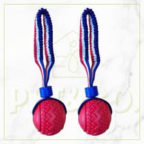 Kit Corda com Bolinha Elástico Puxador Resistente para Cachorros Médios e Grandes