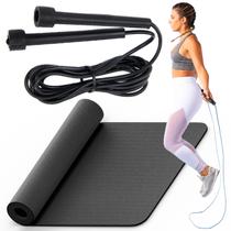 Kit Corda de Pular Exercício Colchonete Academia Tapete Ioga
