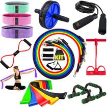 Kit Corda Pular Faixas Elásticas Treino Roda Abdominal Barra