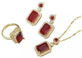 Kit Cordão + Anel + Par De Brincos Feminino - Banhado A Ouro