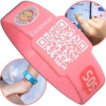 Kit Cordão Crachá Pulseira SOS Rosa Identificação Atípicos