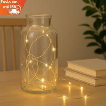 Kit Cordão de Luz LED 2 Metros 20 LEDs Branco Quente Flexível Portátil com 2 Pilhas AA Incluso Ideal para Decoração de Ambientes Kit Cordão de Luz LED 2 Metros 20 LEDs Branco Quente Flexível Portátil com 2 Pilhas AA Incluso Ideal para Decoração de Ambientes