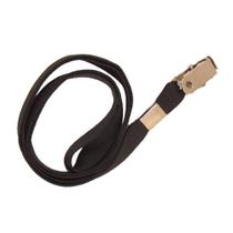 Kit Cordão Poliéster Preto P/ Crachá 10mm X 85mm S/Impressão C/Clips 10 Unidades