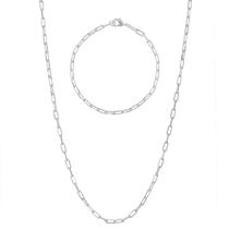 Kit Cordão Pulseira Banhado Prata Masculina 70cm 3mm