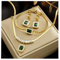Kit Cordão + Pulseira + Brincos Banhado Ouro 18k - Tojoia18k Kit Cordão + Pulseira + Brincos Banhado Ouro 18k - Tojoia18k