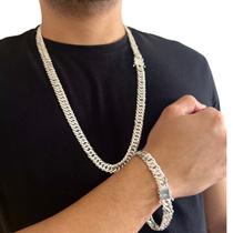 Kit Cordão + Pulseira Grumet Dupla 10mm Em Prata 925 Kit Cordão + Pulseira Grumet Dupla 10mm Em Prata 925